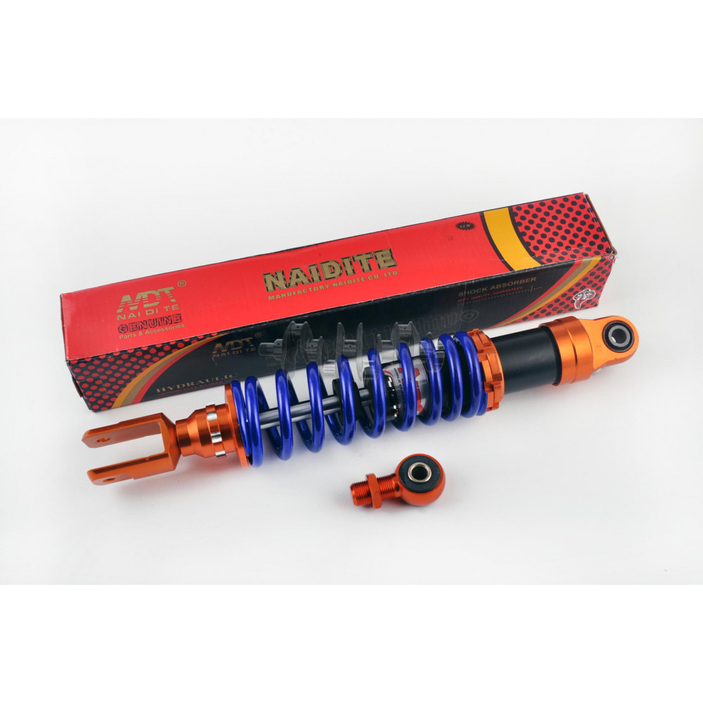 Амортизатор универсальный (+ переходник)   350mm, тюнинговый   (оранжево-синий)   NDT
