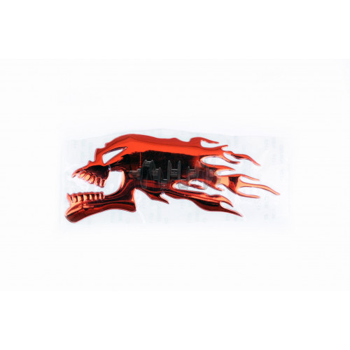 Наклейка шильдик FIRESKULL (14x5см, алюміній, червоний) (4744) арт.N-710