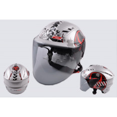 Шлем открытый   (mod:100) (аэроформа, черный визор) (size:L, BIOHAZARD)   LS2