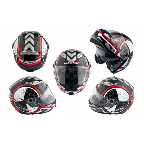 Шлем трансформер   (size:ХL, бело-черный + солнцезащитные очки)   LS-2