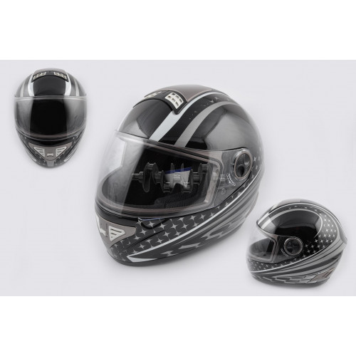 Шлем-интеграл   (mod:550) (premium class) (size:L, серо-черный)   KOJI