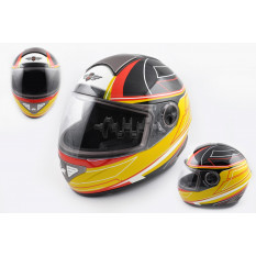 Шлем-интеграл   (mod:550) (premium class) (size:XL, черно-желтый)   KOJI