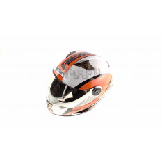 Шлем-интеграл   (mod:B-500) (size:L, бело-оранжево-красный)   BEON