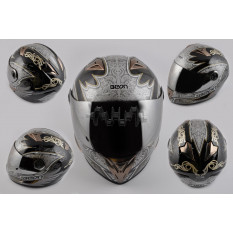 Шлем-интеграл   (mod:B-500) (size:L, черно-серый, зеркальный визор, DARK ANGEL)   BEON