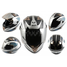 Шлем-интеграл   (mod:B-500) (size:XL, голубой, зеркальный визор, X-CELERATE)   BEON