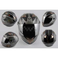 Шлем-интеграл   (mod:B-500) (size:XL, черный, зеркальный визор, X-CELERATE)   BEON