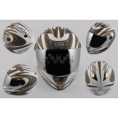 Шлем-интеграл   (mod:В-500) (size:XL, белый матовый, зеркальный визор, BLADE)   BEON